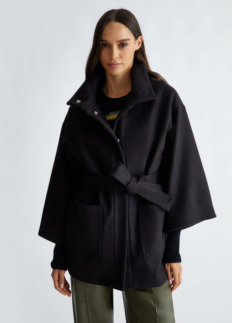 Short wool-blend coat