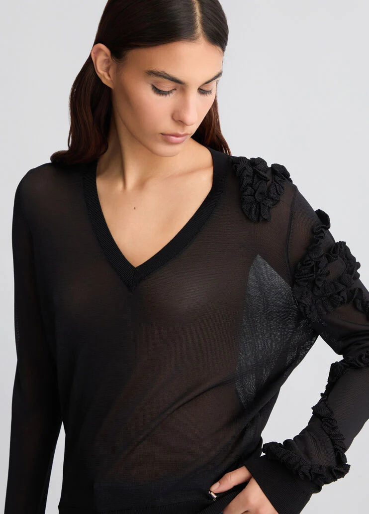 Black jumper with ruching