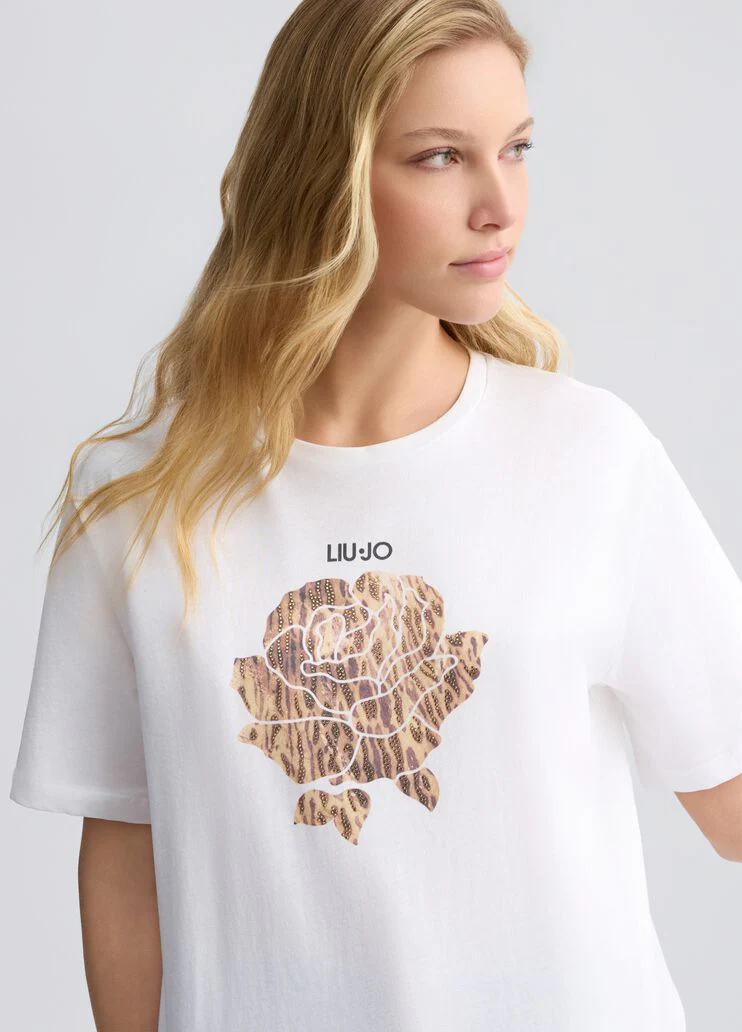 T-shirt with animal-print flower