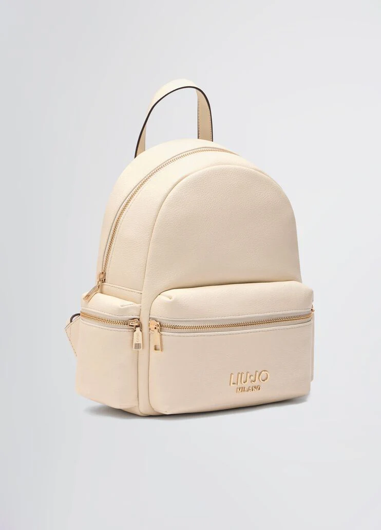 White backpack with logo