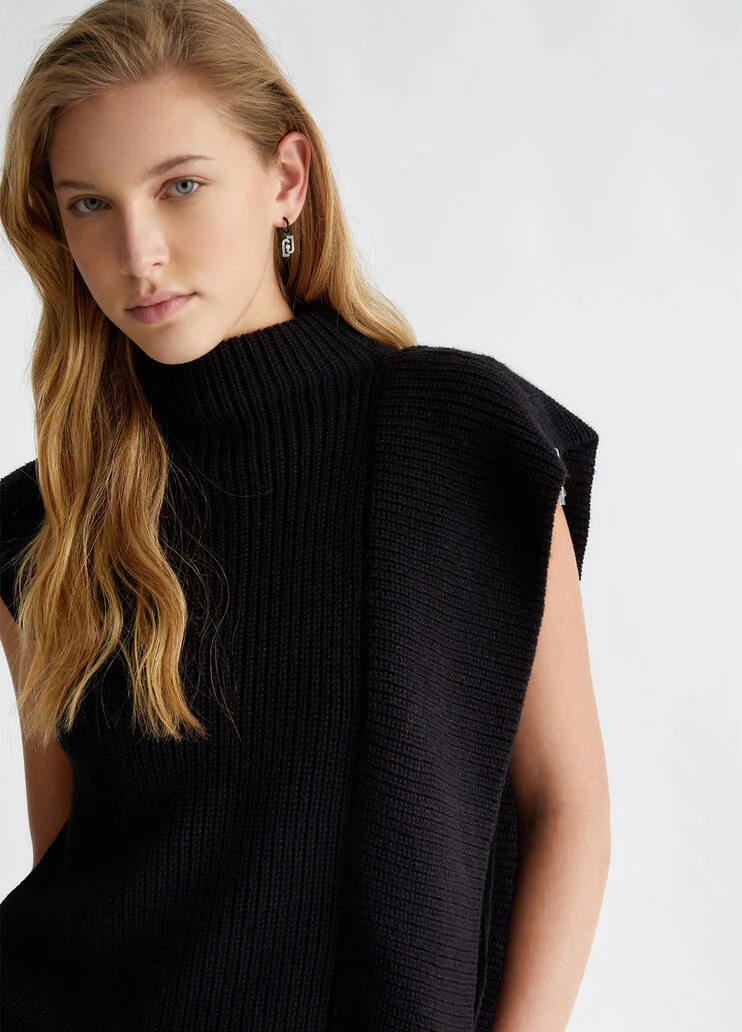 Rib-knit wool-blend sweater