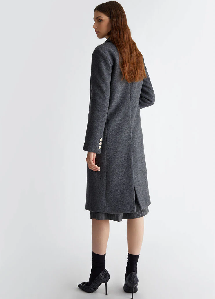Slim-fit wool-blend coat