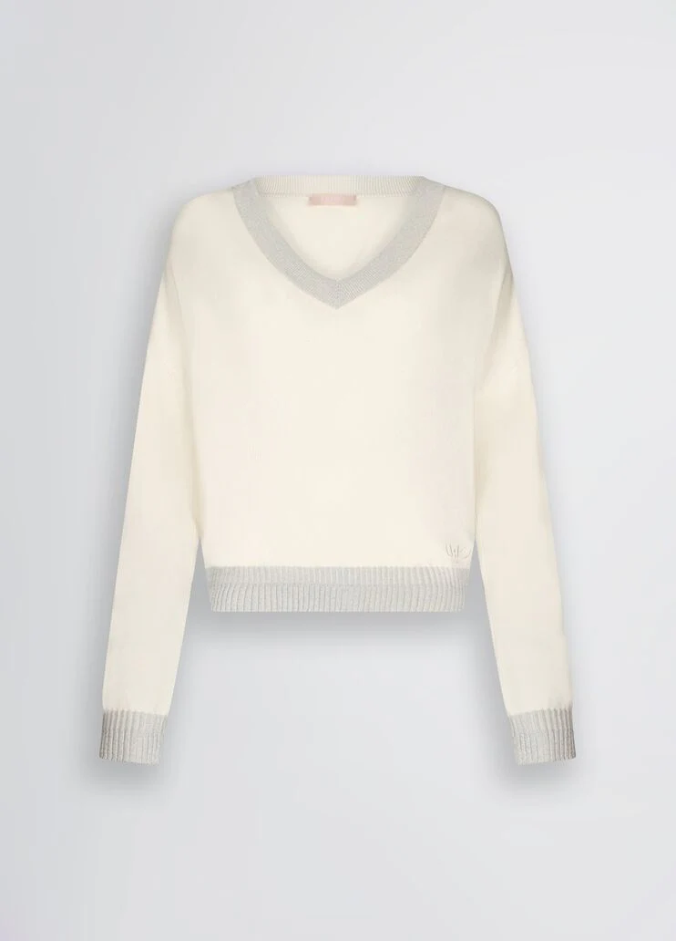 Ivory V-neck jumper