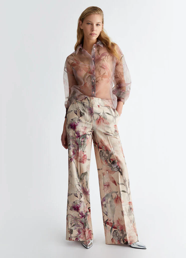 Floral organdy shirt