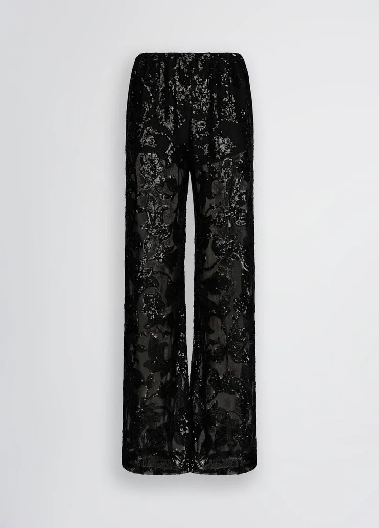Embellished tulle trousers