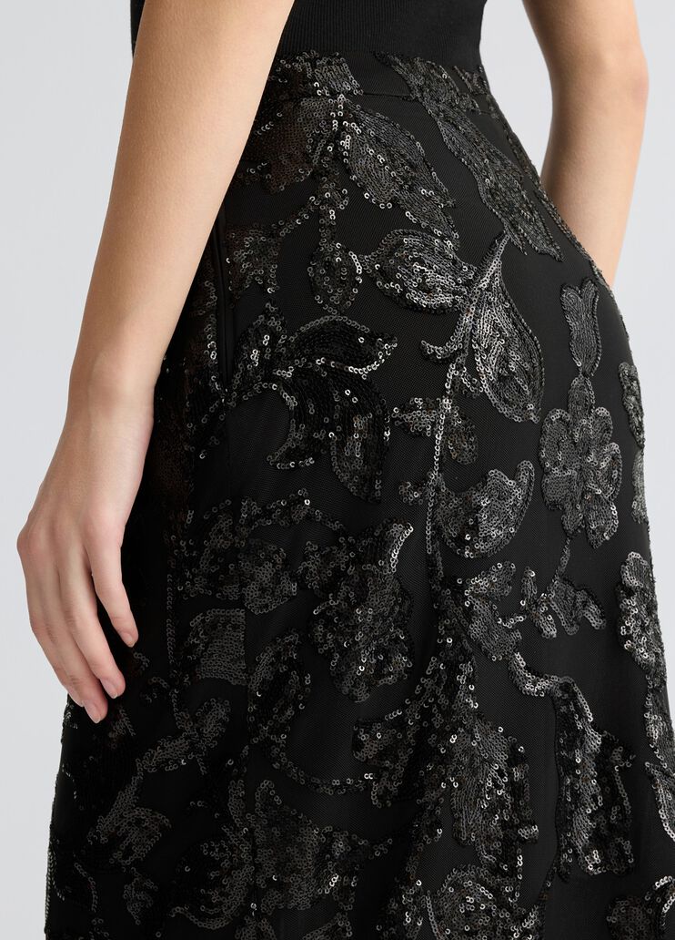 Embellished tulle midi skirt