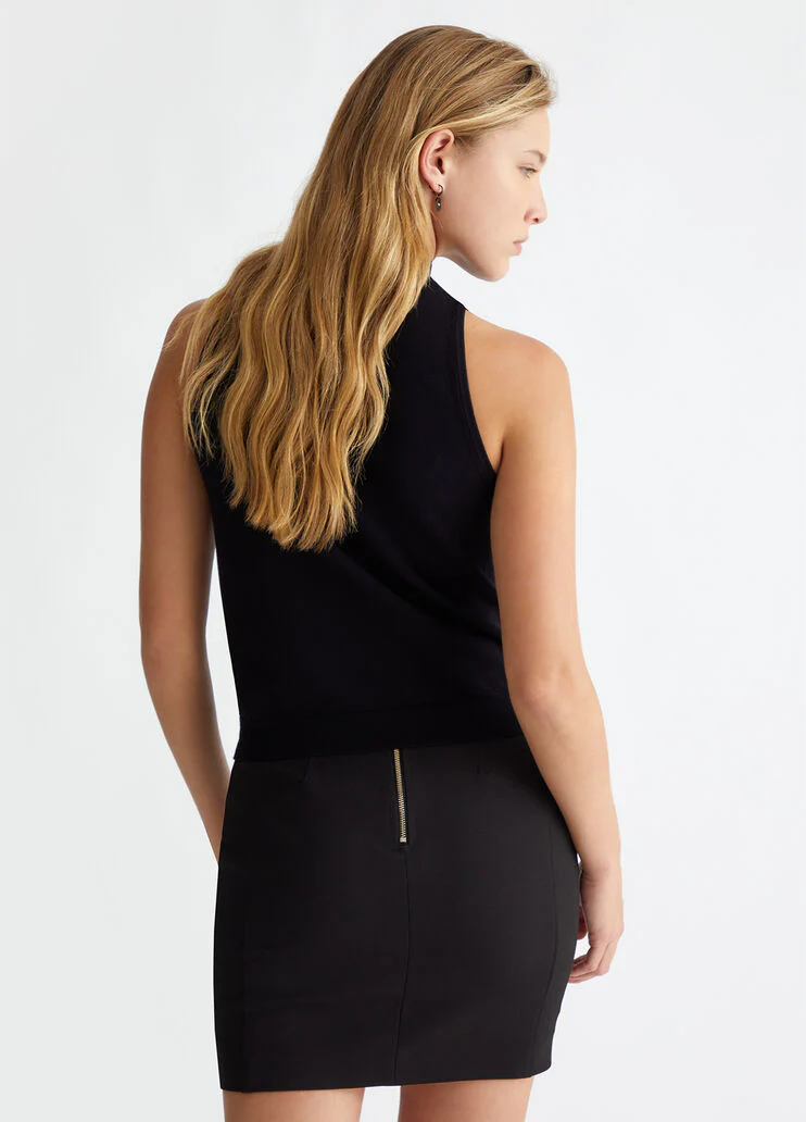 Knit top with ruches