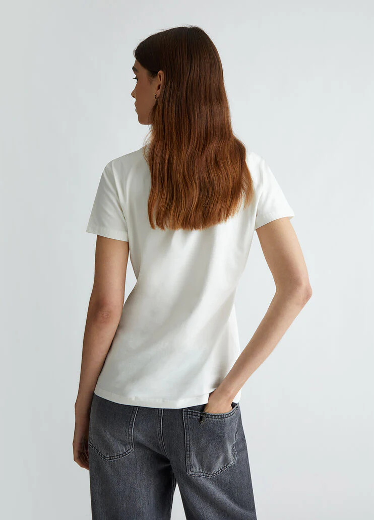 Printed T-shirt with rhinestones