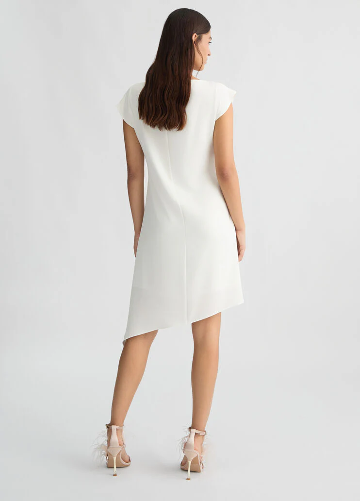 Short white dress with draping