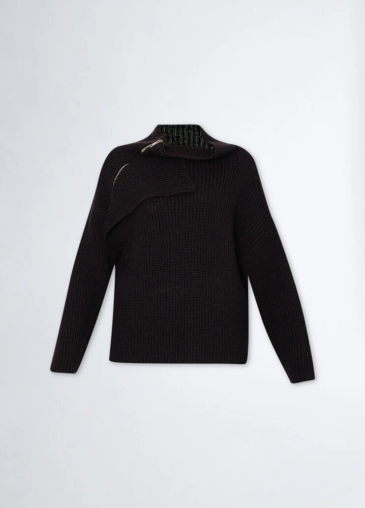Rib-knit wool-blend sweater