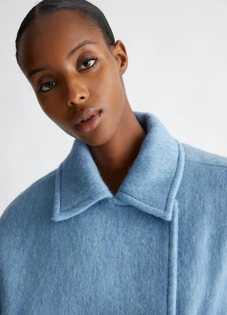 Double-breasted wool-blend coat