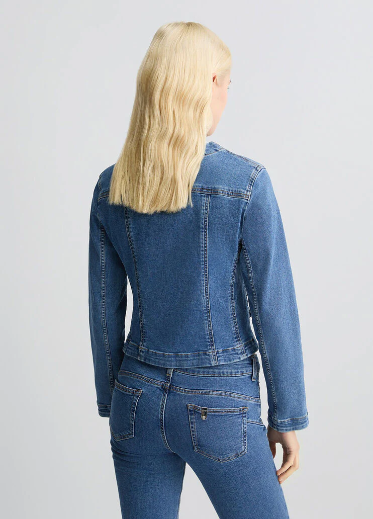 Denim jacket with rhinestones