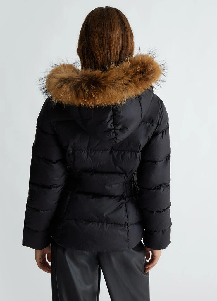 Down jacket with fur detail