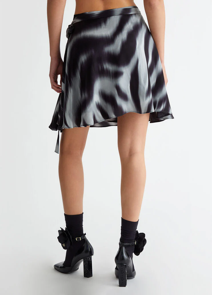 Printed satin miniskirt