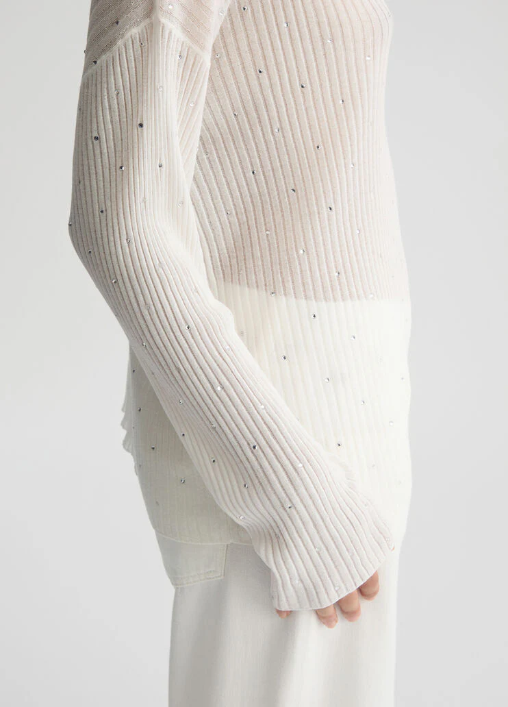 White jumper with rhinestones