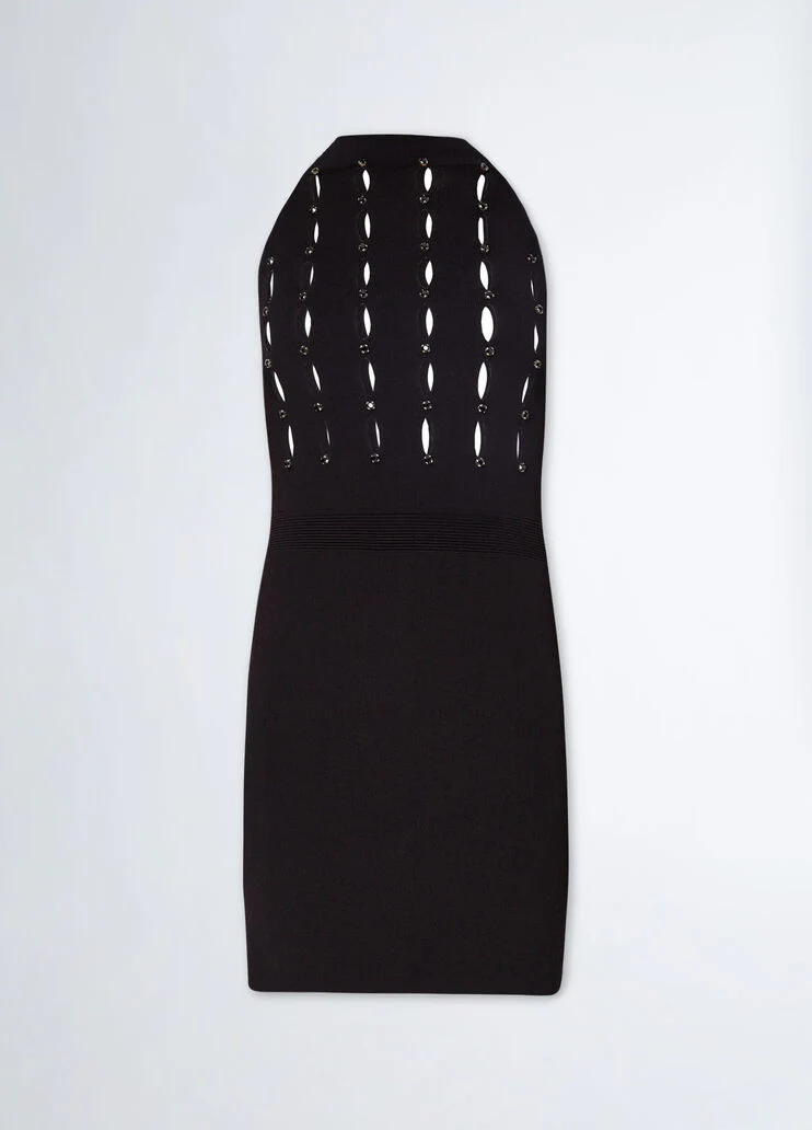 Knit dress with rhinestones