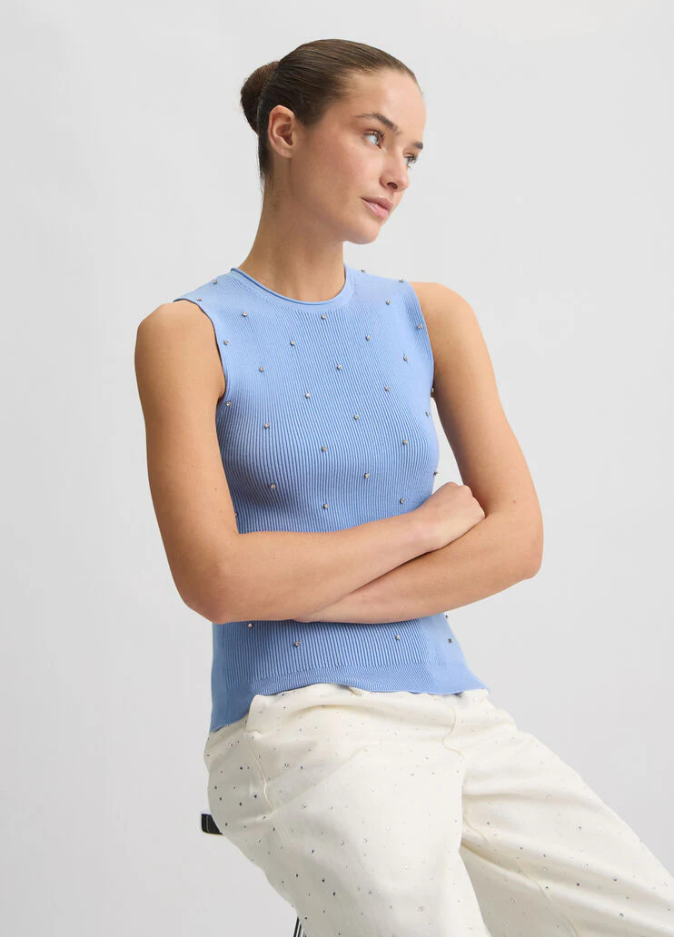 Light blue top with studs