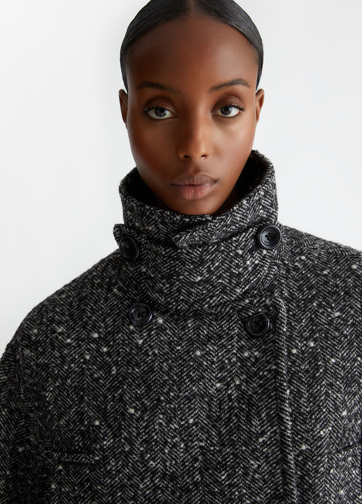 Double-breasted wool-blend bouclé coat