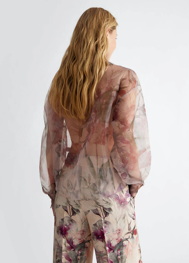 Floral organdy shirt
