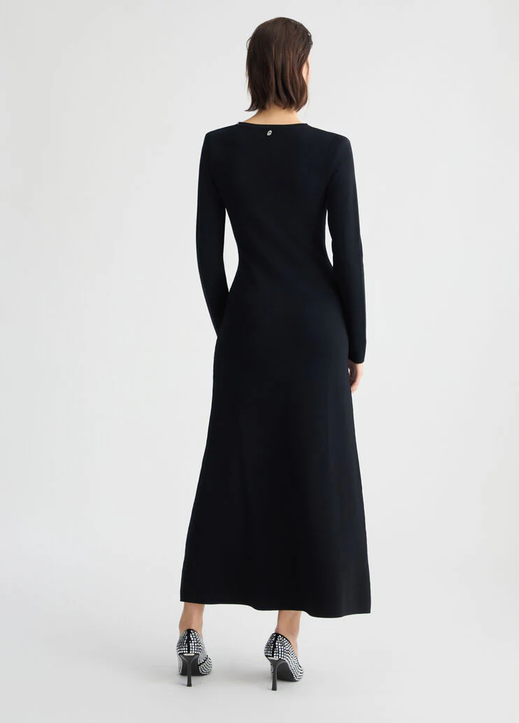 Knit dress with rhinestones