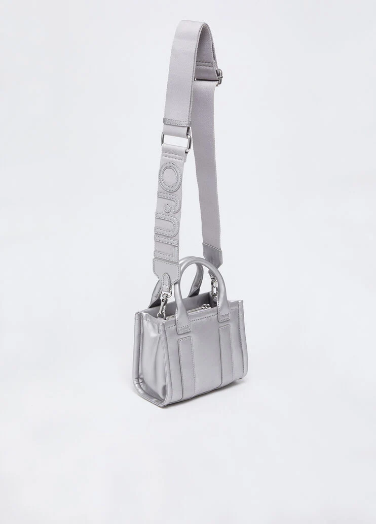 Mini shopping tote with shoulder strap
