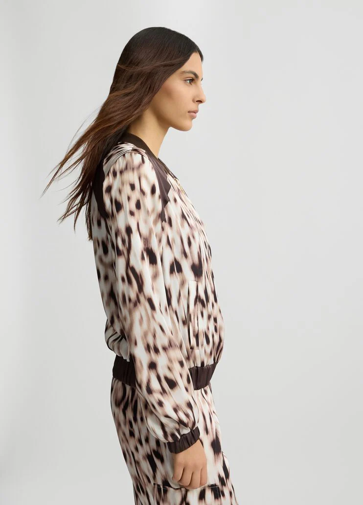 Printed satin bomber jacket