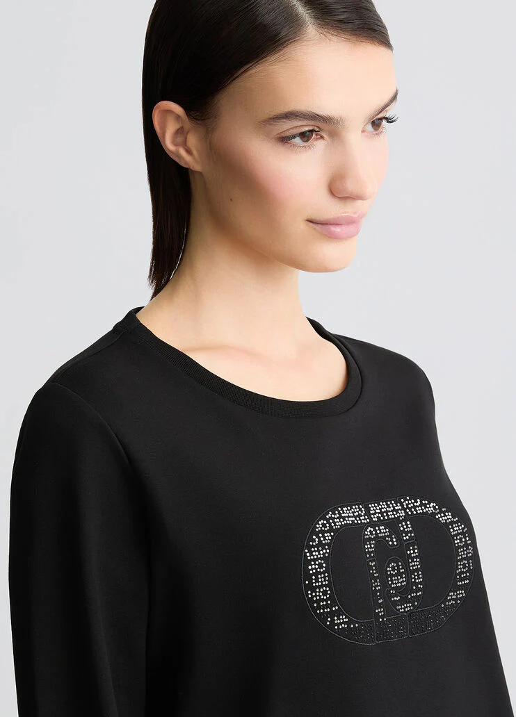 Sweatshirt with logo and gemstones