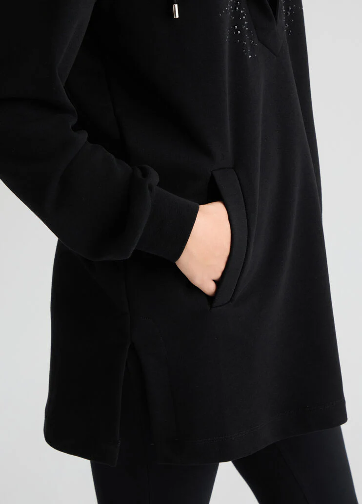 Hooded sweatshirt with gemstones