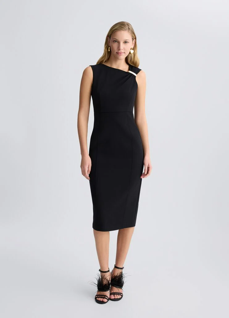 Black crepe sheath dress