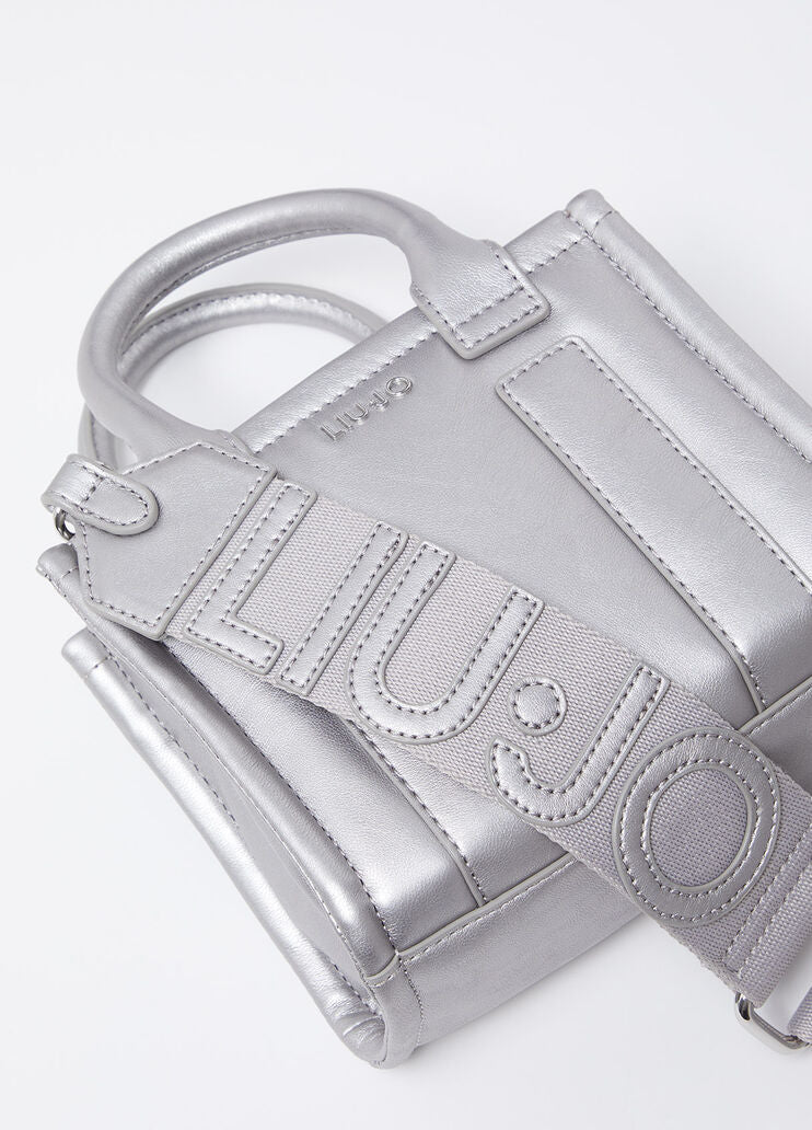 Mini shopping tote with shoulder strap