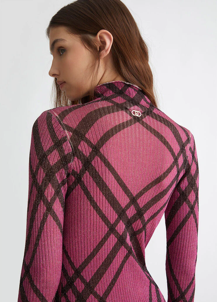 Chequered lurex sweater