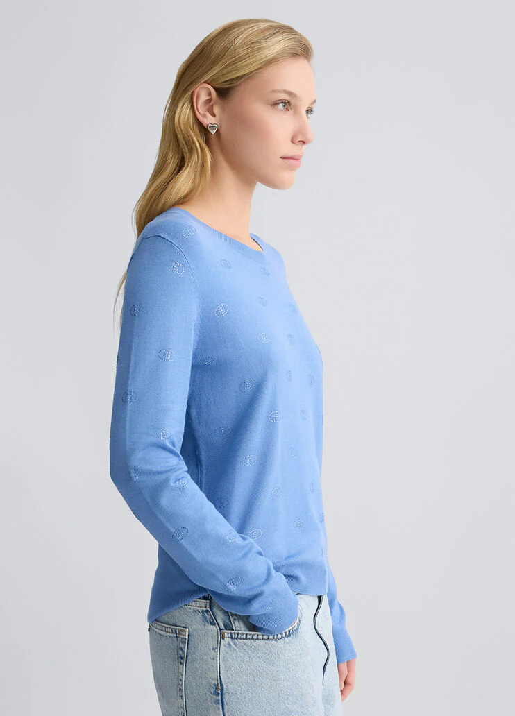 Top with logo and gemstones