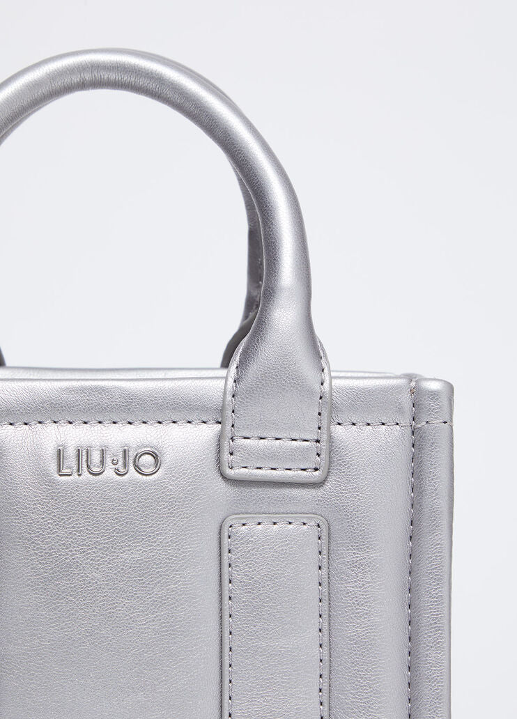 Mini shopping tote with shoulder strap