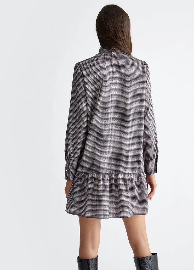 Printed satin shirt dress