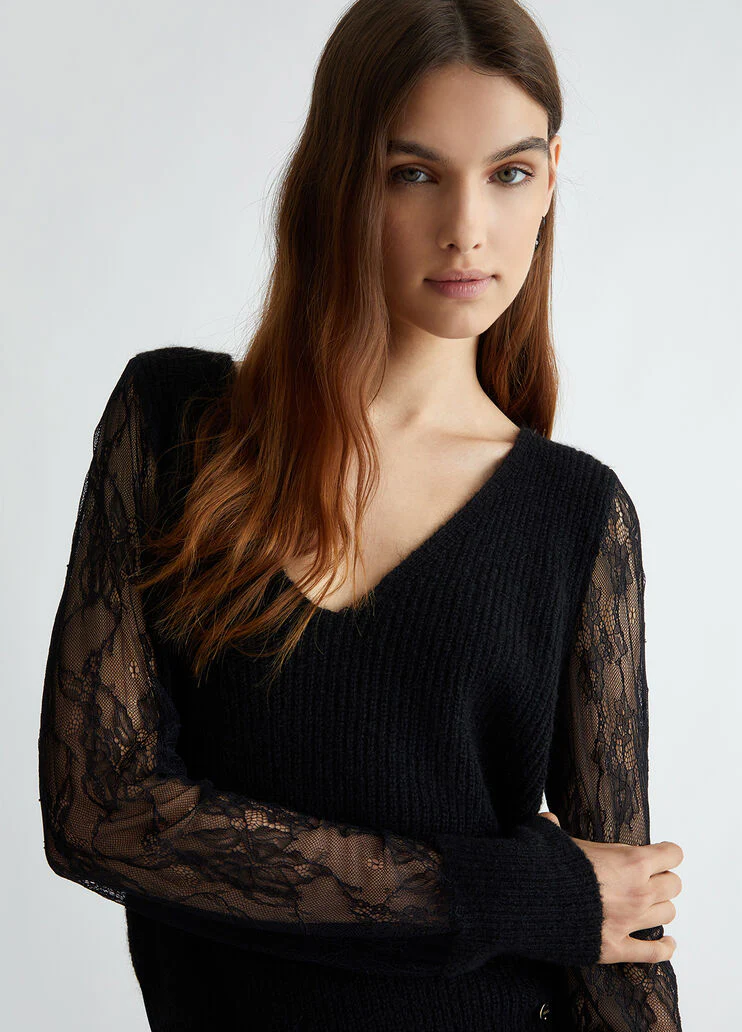 Black jumper with lace