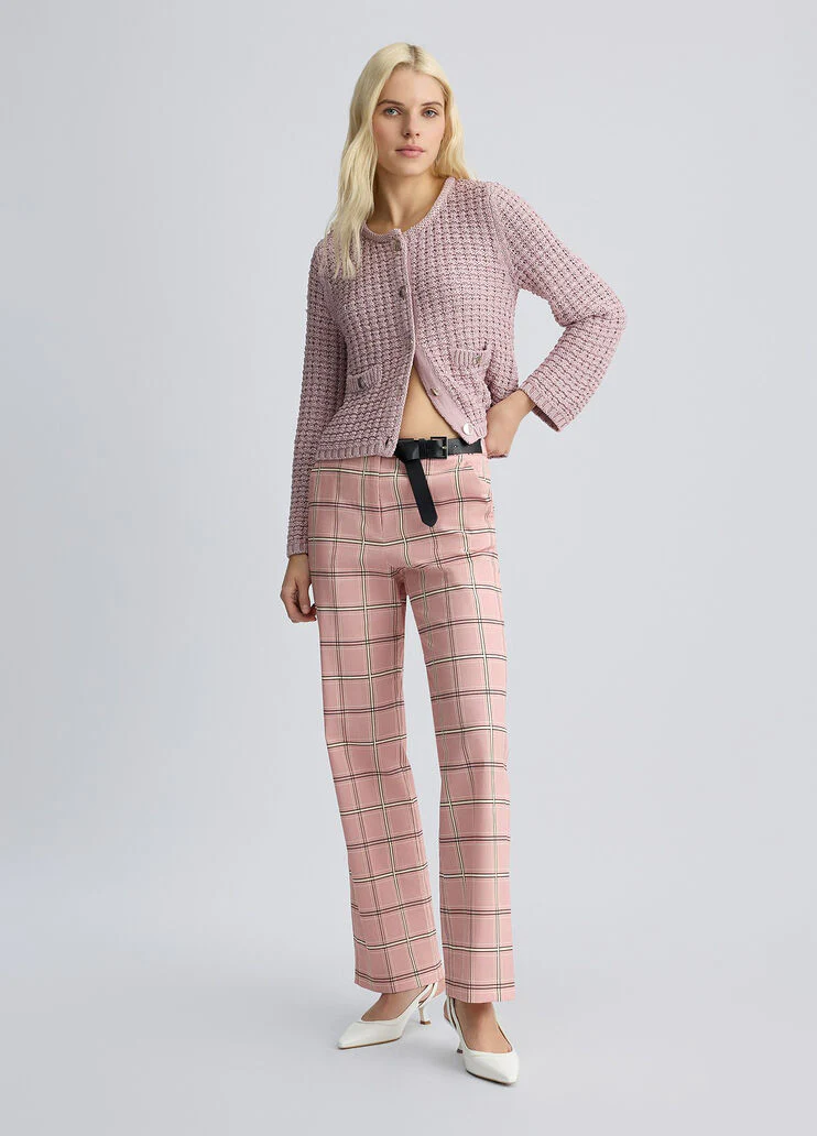 Flared check trousers