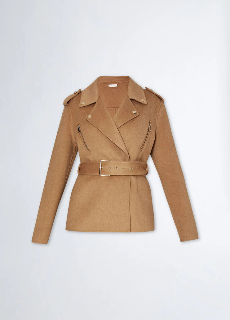 Wool blend biker jacket