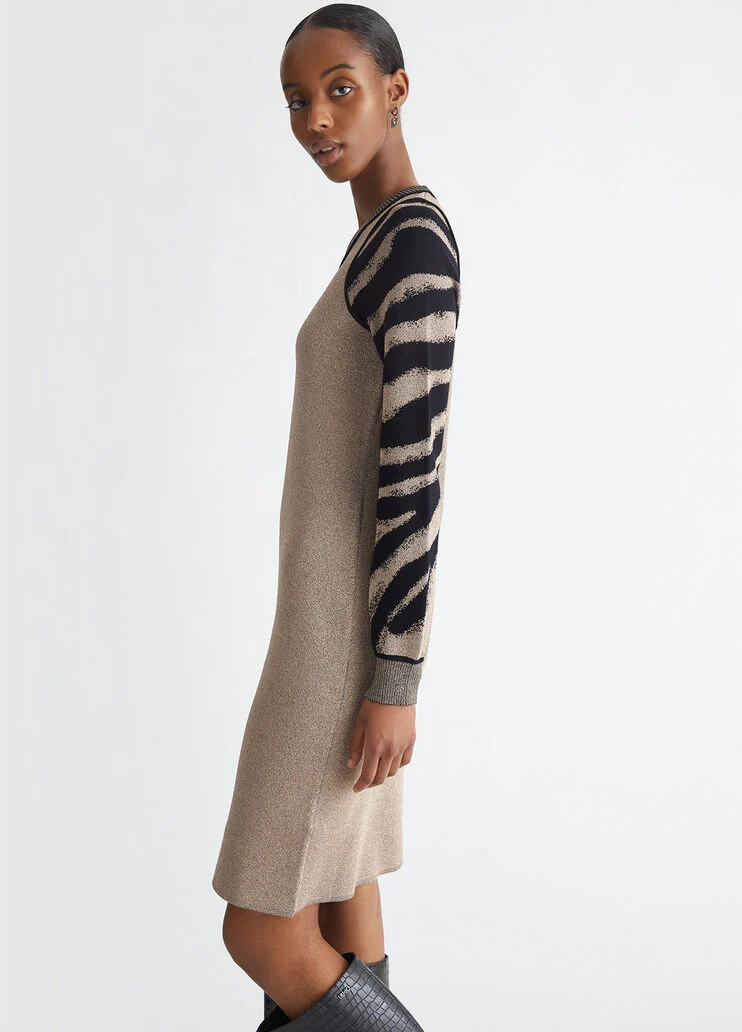 Animal-design knit dress