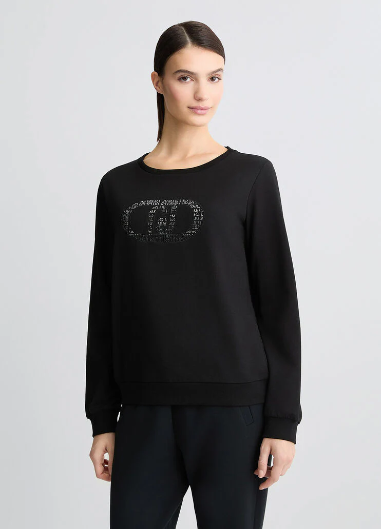 Sweatshirt with logo and gemstones