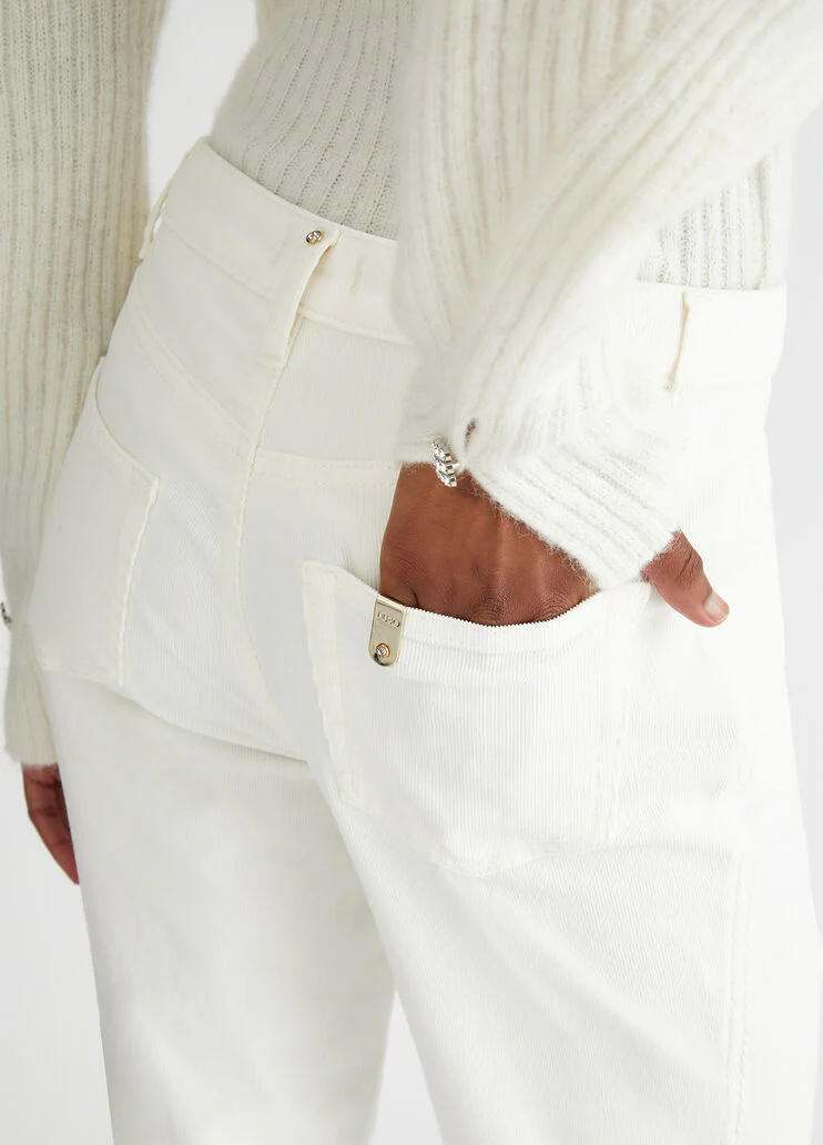 Straight-leg velvet trousers