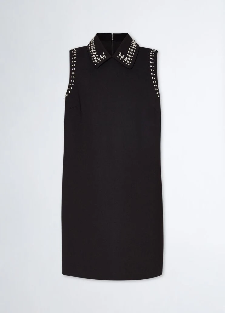 Crepe cady dress with rhinestones