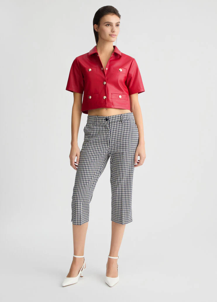 Red coated fabric jacket