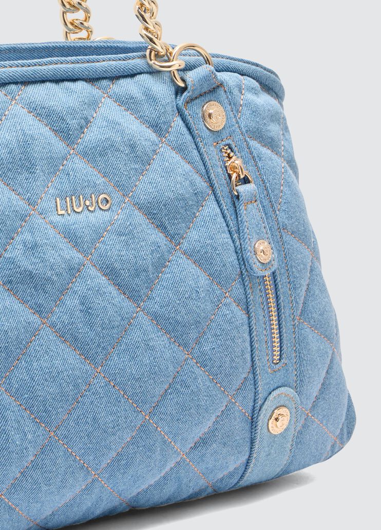 Quilted denim shopping bag