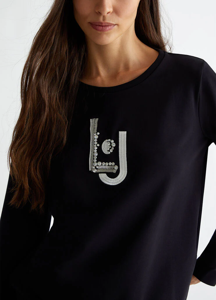 Sweatshirt with logo and gemstones