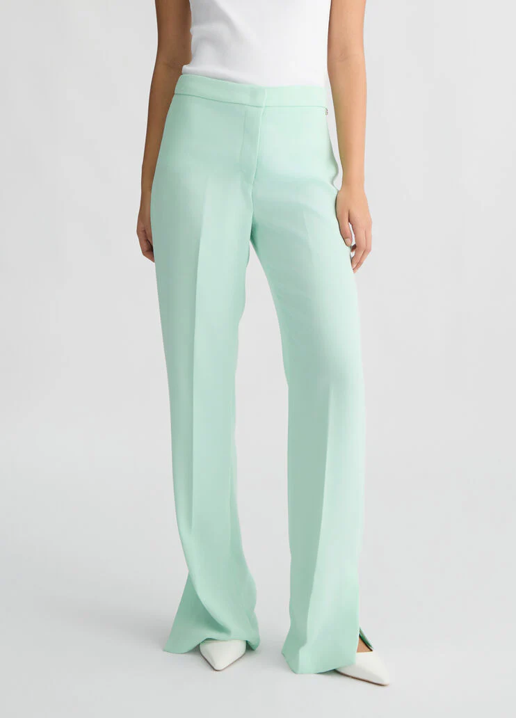 Mint green trousers with slit