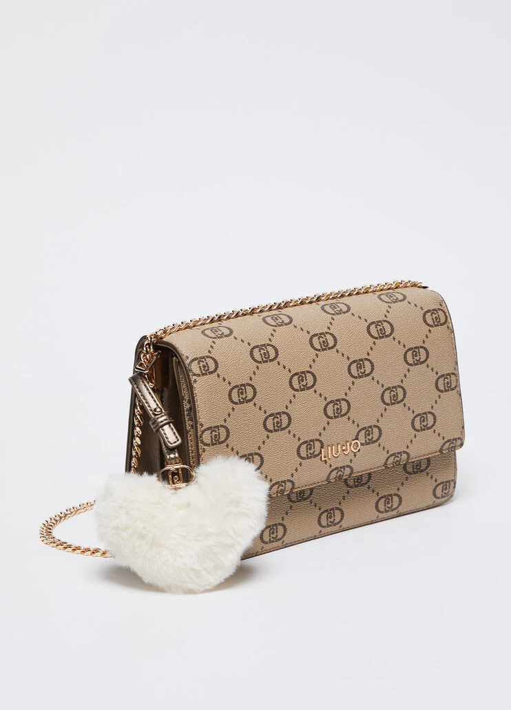 Crossbody bag with logo and charm