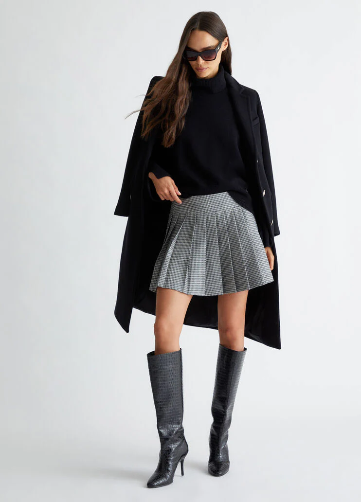 Pleated chequered miniskirt