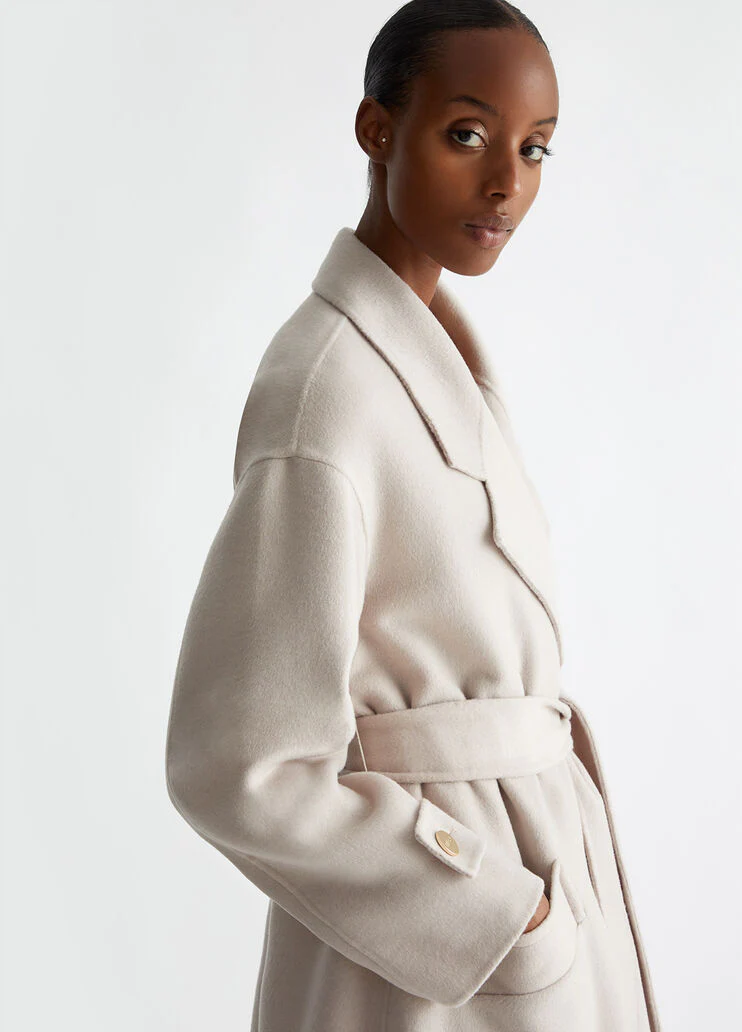 Belted wool-blend coat