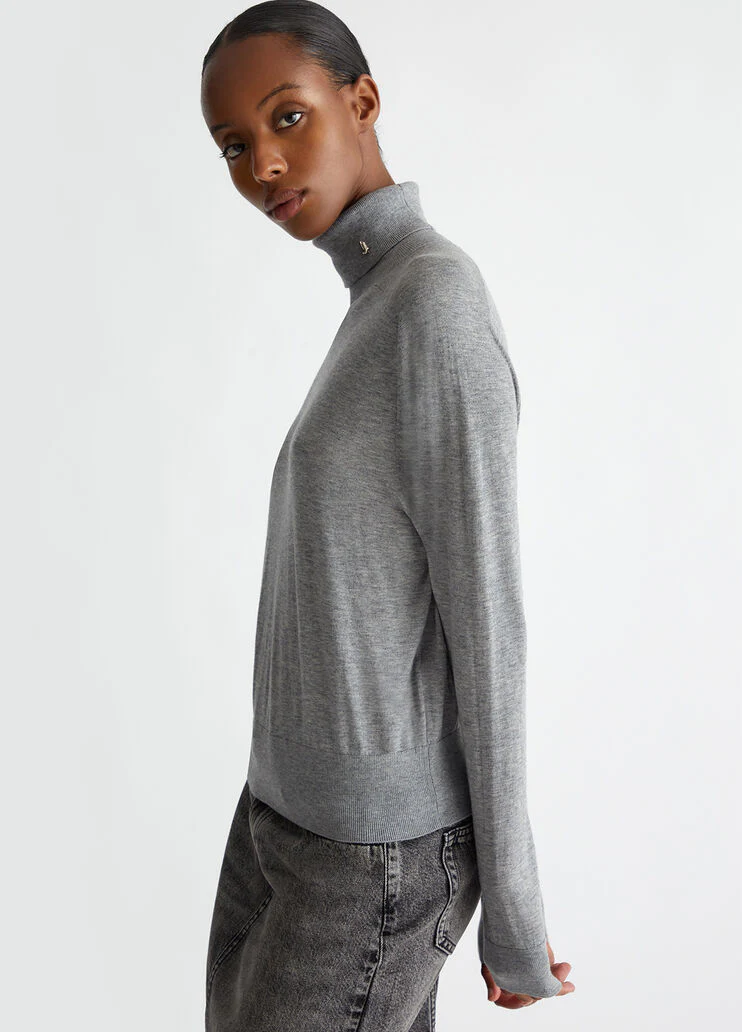 Cotton and cashmere polo-neck