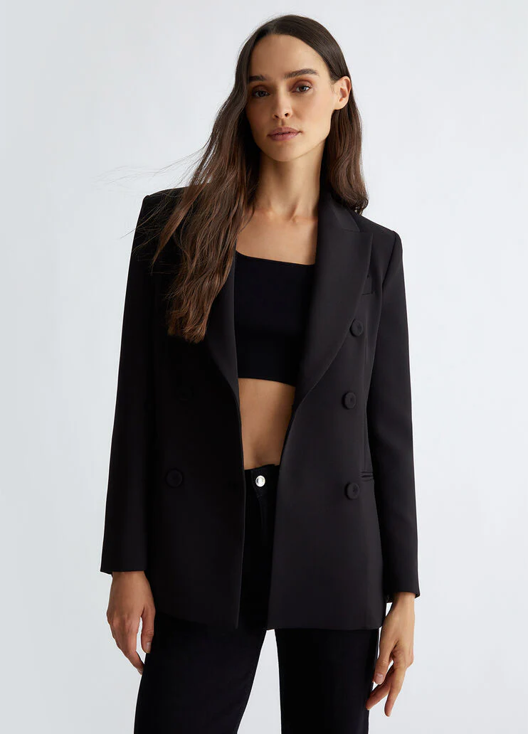 Double-breasted stretch blazer